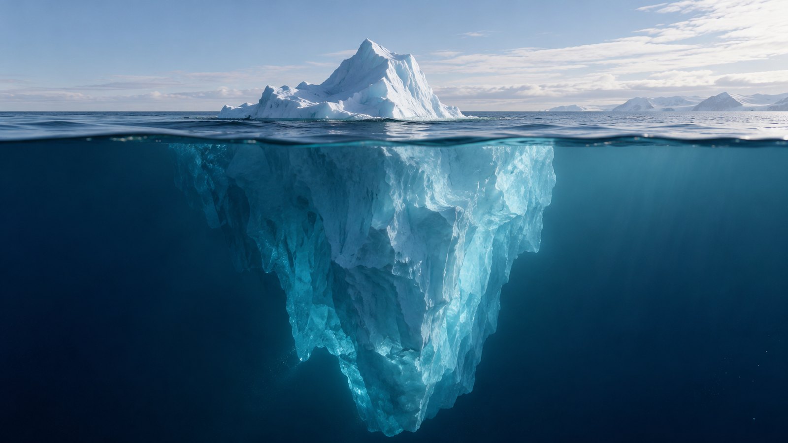 Identity is the small visible tip; strategy is the mass beneath it